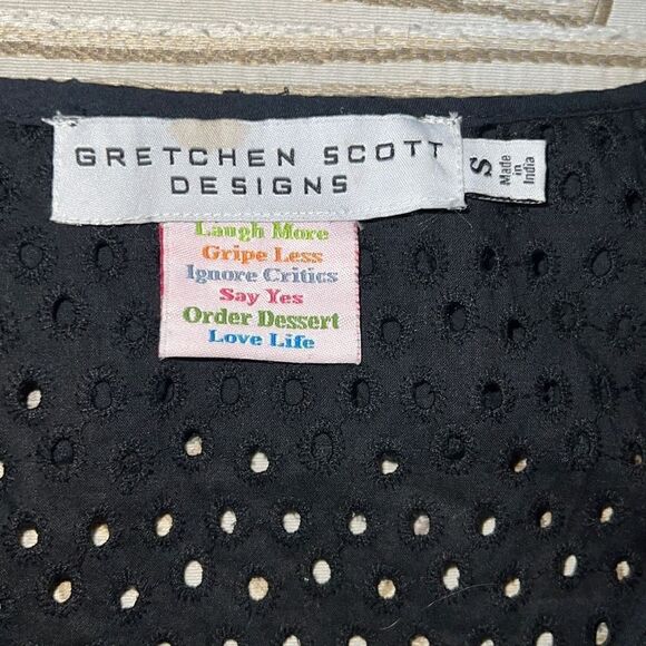 Gretchen Scott Designs Black Eyelet Tunic Swim Coverup Ruffle Neck sz S Small - Picture 4 of 8